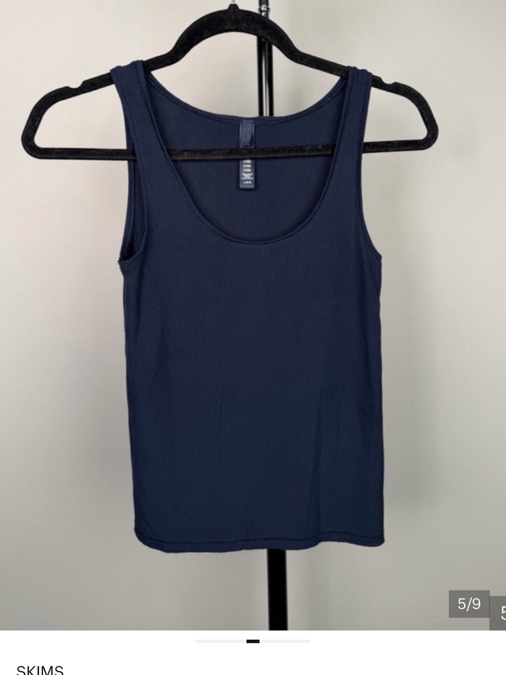 SKIMS Navy Ribbed Scoop Neck Tank Top